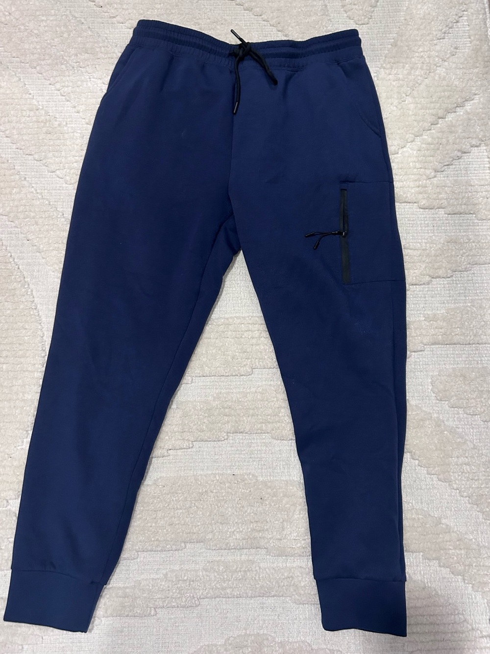 Men's Navy Blue Jogger Pants with Zip Pocket